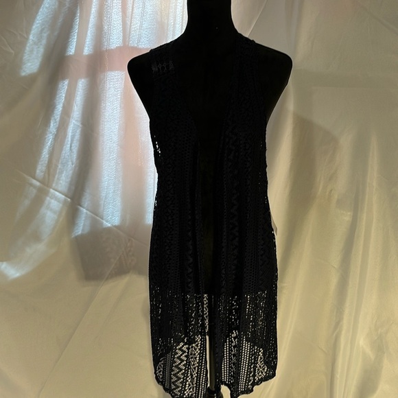 Kimono / Coverup  Detailed Lace Open Front Sleeveless Size 18/20 - Picture 1 of 8